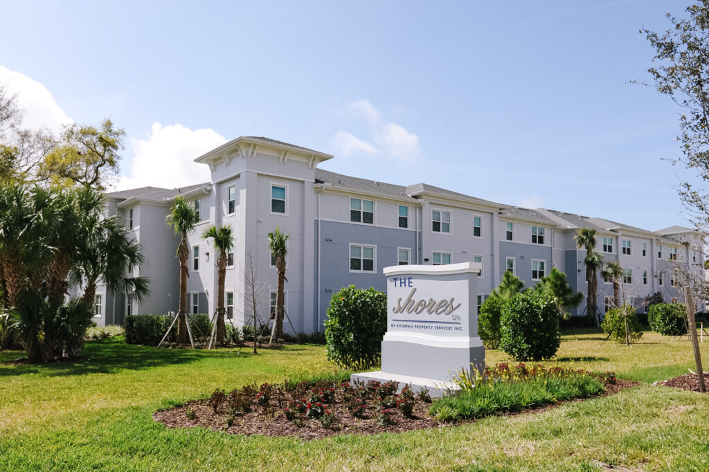 Exterior of The Shores affordable housing development in St. Petersburg.