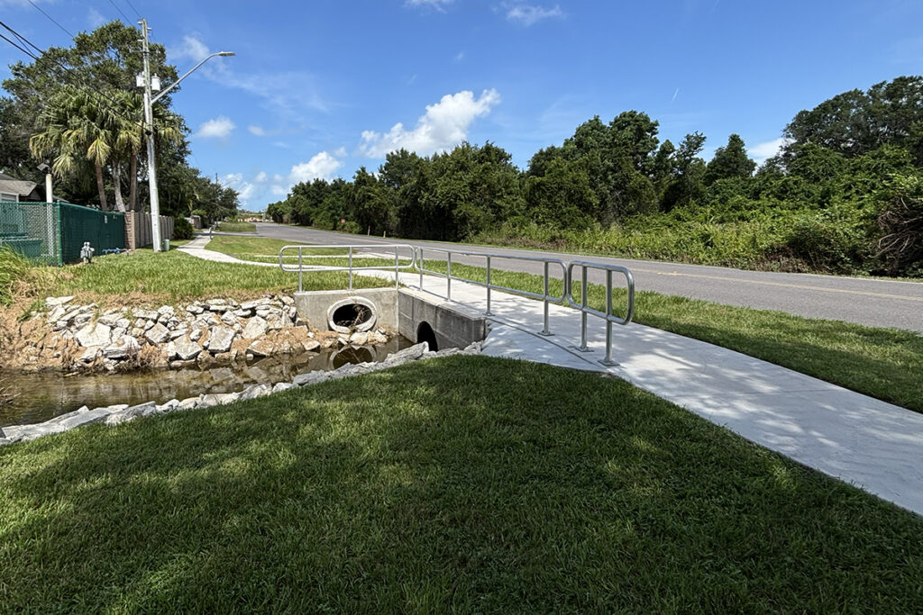 sidewalk safety improvements on Virginia Ave. in Dunedin include adding a fence to the section of sidewalk over the culvert