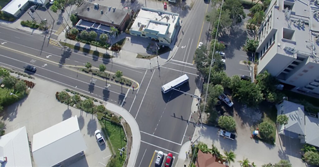 Intersection of Gulf Blvd and Walshingham Road in Indian Rocks Beach, Florida