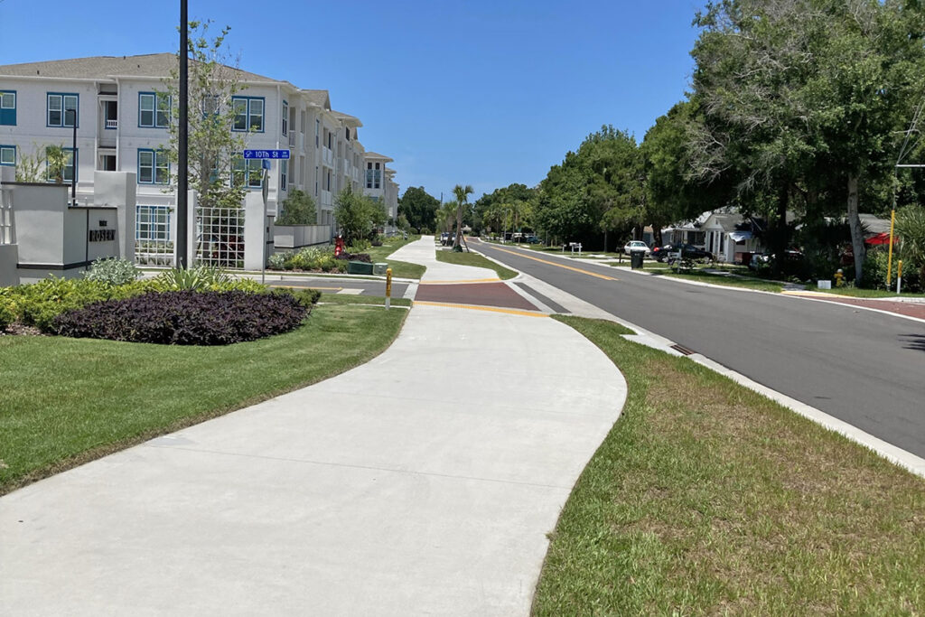 Largo's Rosery Road improvements include upgraded sidewalks.